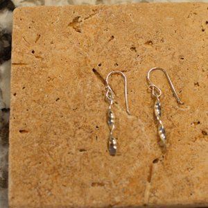 Silver Twisted Bar Drop Earrings #C